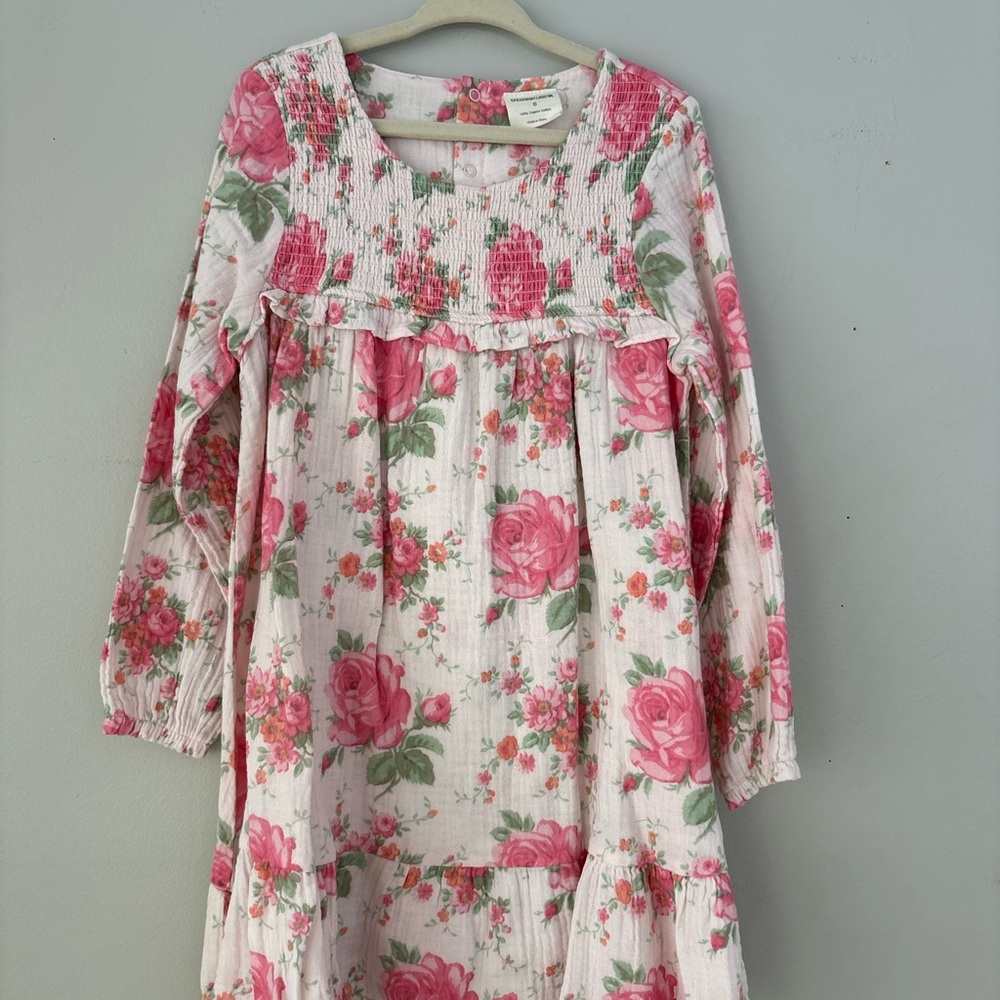 NWOT SpearmintLove Smocked Ruffle Tiered Rose Dress